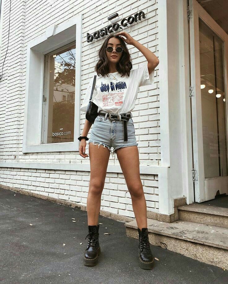 como usar tshirt short e coturno